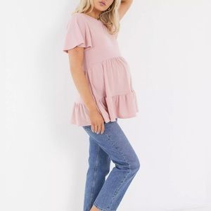 ASOS New Look Pink Tiered Maternity Shirt Size L/8